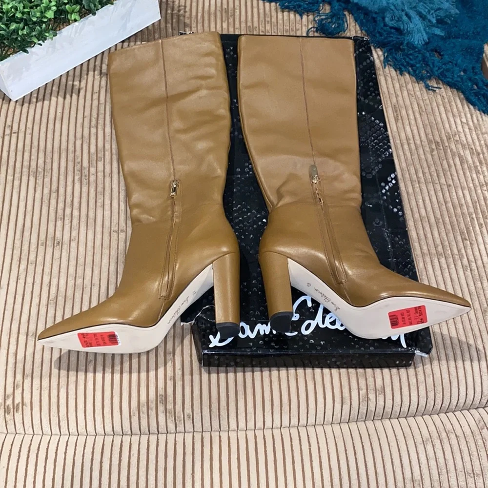 SAM EDELMAN RAAKEL CHOCOLATE LEATHER TALL BOOTS 8.5M BRAND NEW. no box - Picture 7 of 13